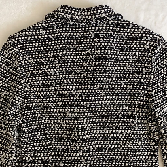 St. John | Textured Knit One Button Long Blazer Jacket Black/White (10) - Picture 13 of 16